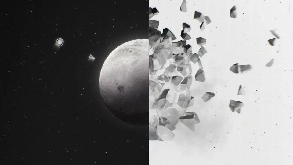 space things — personal 2D and 3D motion piece with planets and moon