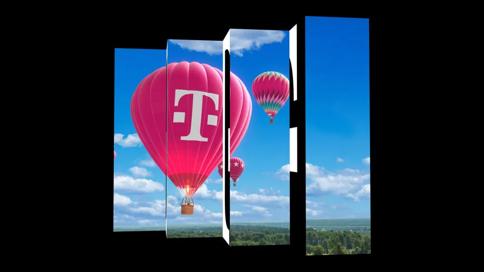 T-Mobile Plano Experience Store 4-screen lenticular hot-air-balloon display